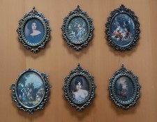 Lotto 6 Quadri Miniatura Cornice In Ottone Ovale