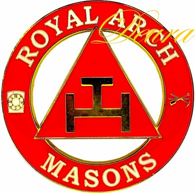 Masonic 3''  Royal Arch Masons Car Auto Emblem  Red // Gold DMCE04