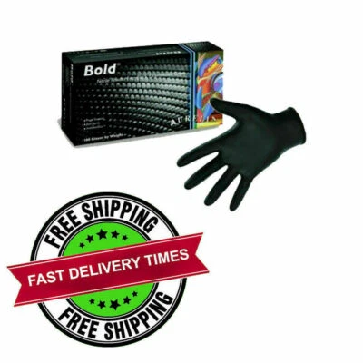 Strong AURELIA BOLD STRONG BLACK NITRILE GLOVES Mechanic Tattooist Piercing