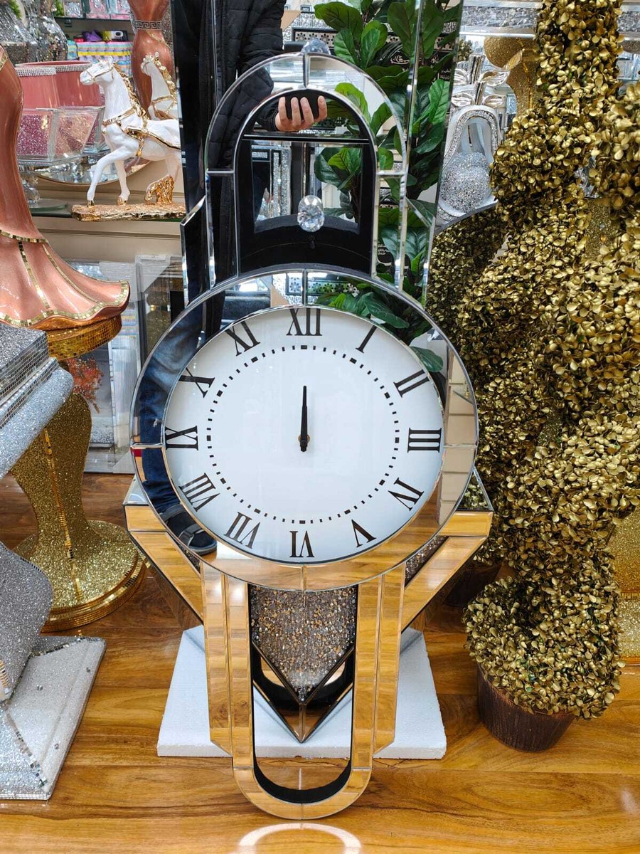 Mantel Clocks Mirrored And Crushed Crystal Mantel Clock Clocks Mantel