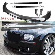 Carbon Fiber Front Bumper Lip Spoiler 86.6" Side Skirt Kit For Chrysler 300