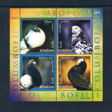 $8.25 Scott Value - 2005 ROMANIA Birds s/s Doves Pigeons MNH NH UMM