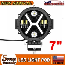 7" inch Round LED Light Pod Bar Spot Flood DRL Driving Fog ATV SUV Offroad Truck
