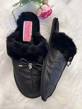 Kate Spade New York Lacey Black Glittey Fur Slippers Black Size Large 9-10