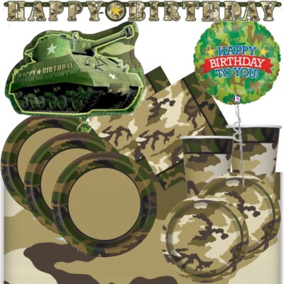 Army Tank Camouflage Party Supplies Birthday Balloon Bouquet Decorations