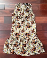 Zara Dress Women's Floral Earth-tone Sleeveless Ruffle Hem Sz M