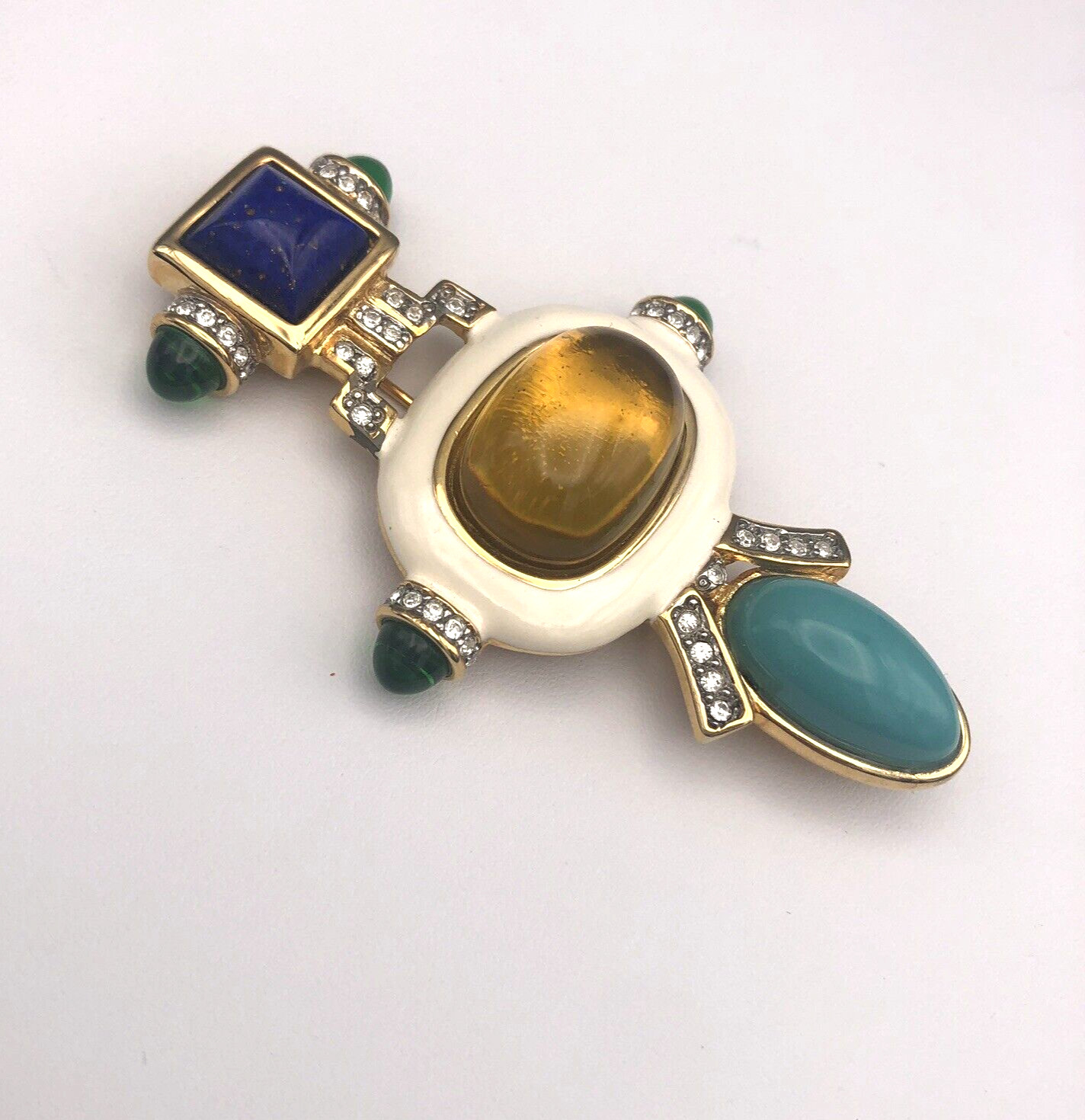 Vintage Kenneth Jay LANE KJL Brooch Gripoix Resin… - image 3