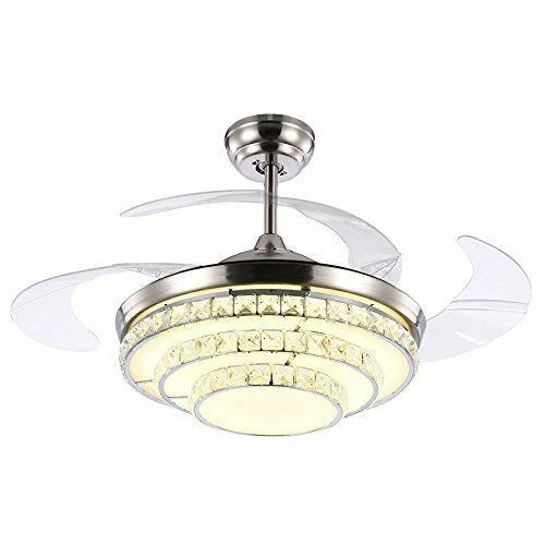 42"Crystal Ceiling Fan Light Remote Control Adjustable 3 Color Fan Fixtures - Image 4 of 4