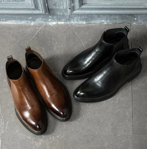 Chelsea Stiefeletten Herren Kunstleder Mode Freizeit Stiefeletten Elegant Formell 43 - Bild 7 von 46