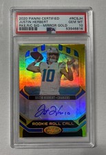 Justin Herbert Certified Rookie Roll Call Signature Mirror Gold Auto PSA 10