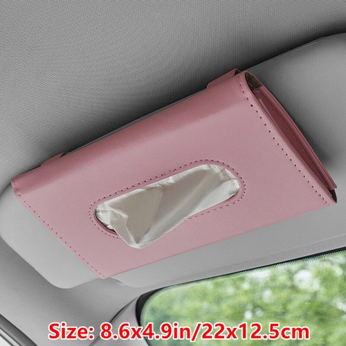 PU Leather Car Sun Visor Hanging Tissue Box Holder Case Auto Interior Decor - Bild 10 von 12