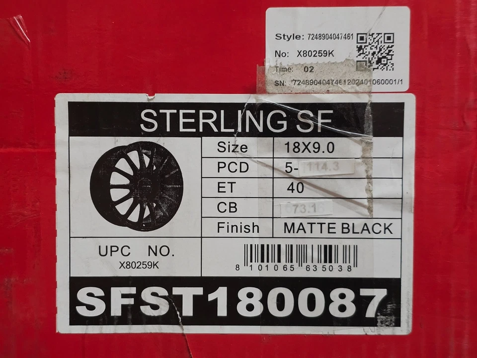 (CANTIDAD 1) Llanta de rueda Sterling SF negra mate de varios radios 18x9 5x114,3 40 mm Foto 2 de 4