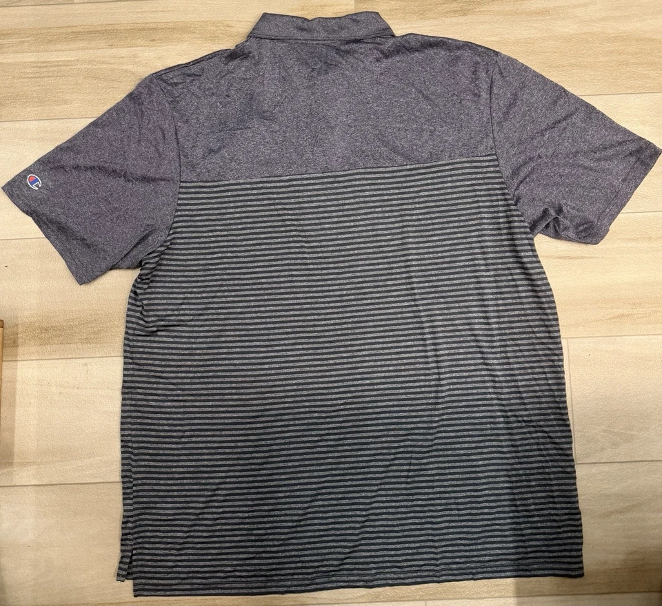 Camisa Polo Champion UNC Tacones Alquitranados 2XL Azul Rayas Cuello Dri-Fit Estilo Golf Foto 3 de 4