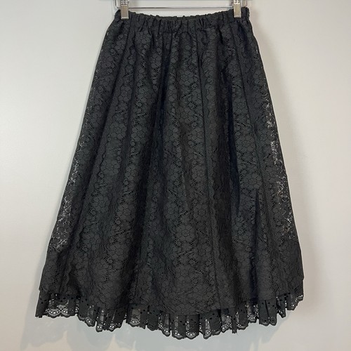 Vintage Black Lace Skirt Womens Size Small Bows Whimsigoth Witchy Kuro Lolita - Picture 4 of 10