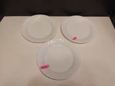 Set of 3 Corelle by Corning Enhancements White Swirl Bread/Dessert Plates 7   