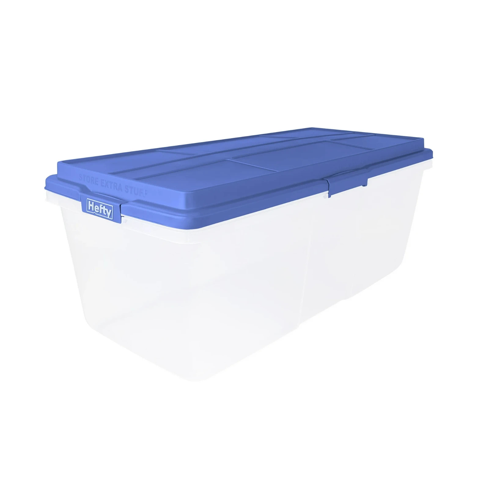 Hefty 113 Quart Clear Latched Storage Bin with Smoke Blue HI-RISE Lid