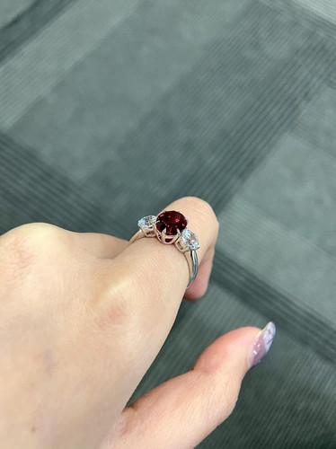 5.00 Ct Oval Cut Certified Natural Ruby Diamond Wedding Ring Real 14k White Gold - Picture 5 of 11