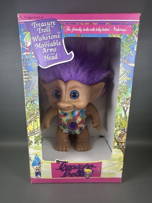 Vintage ACE NOVELTY Treasure Trolls w/ Wishstones 90s in Box Belly Jewel 