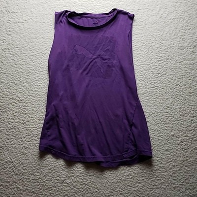 Puma Tank Top Womens Medium Purple Scoop Neck Lightweight Athletic Gym Training