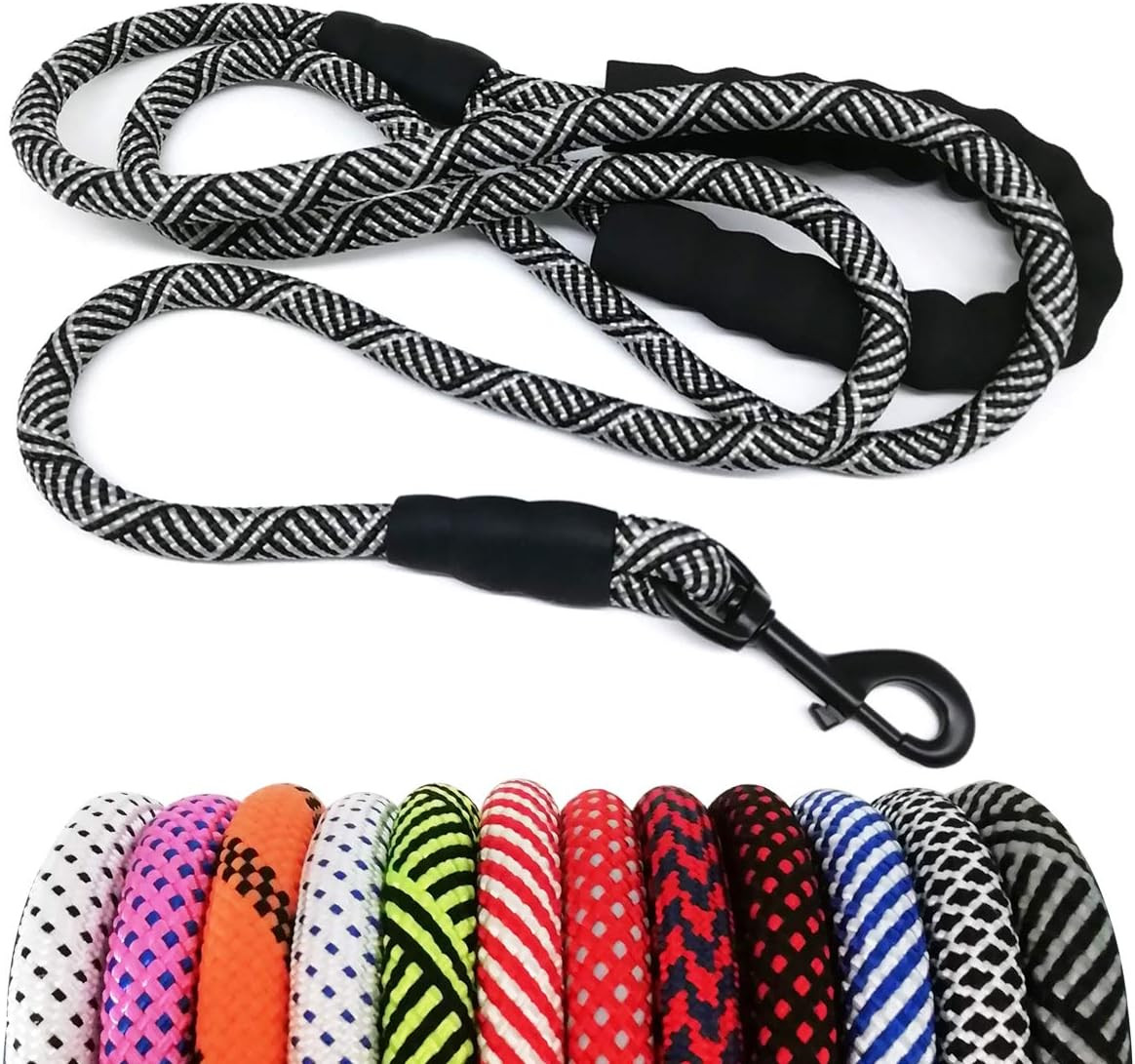 Heavy Duty Rope Dog Leash, 3/4/6/7/8/10/12/15/20/30 FT Nylon Pet Leash, Soft Pad - Thumbnail 2