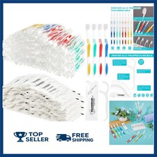 300 Pcs Individually Wrapped Toothbrushes Bulk with Dental Floss Set 100 Soft Br