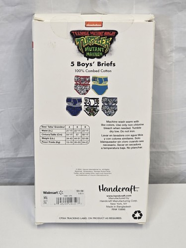 Teenage Mutant Ninja Turtles Boys Size 6 Briefs 5 Pair Cotton Underwear NEW H - Picture 2 of 3