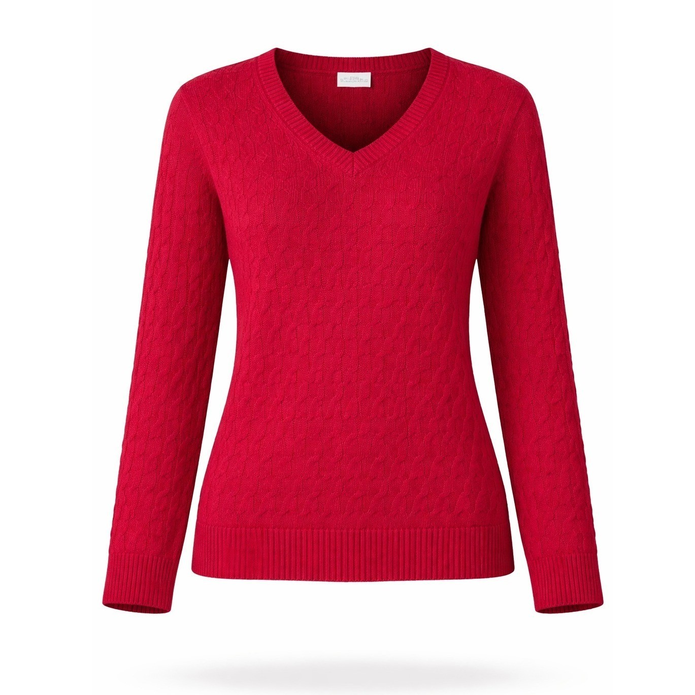 Charter Club Red Cable Knit V-Neck Sweater Womens Small Long Sleeve Classic