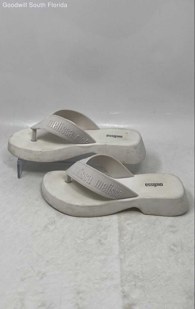 Melissa Womens Flatform M Lover White Open Toe Slip-On Thong Sandals Size 7