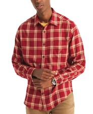 NAUTICA Plaid Autumnberry Red Button Down Shirt Stretch Cotton Classic Fit XL