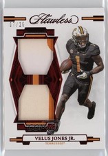 2022 Panini Flawless Collegiate Rookie Ruby 7/20 Velus Jones Jr Dual Patch 0v82