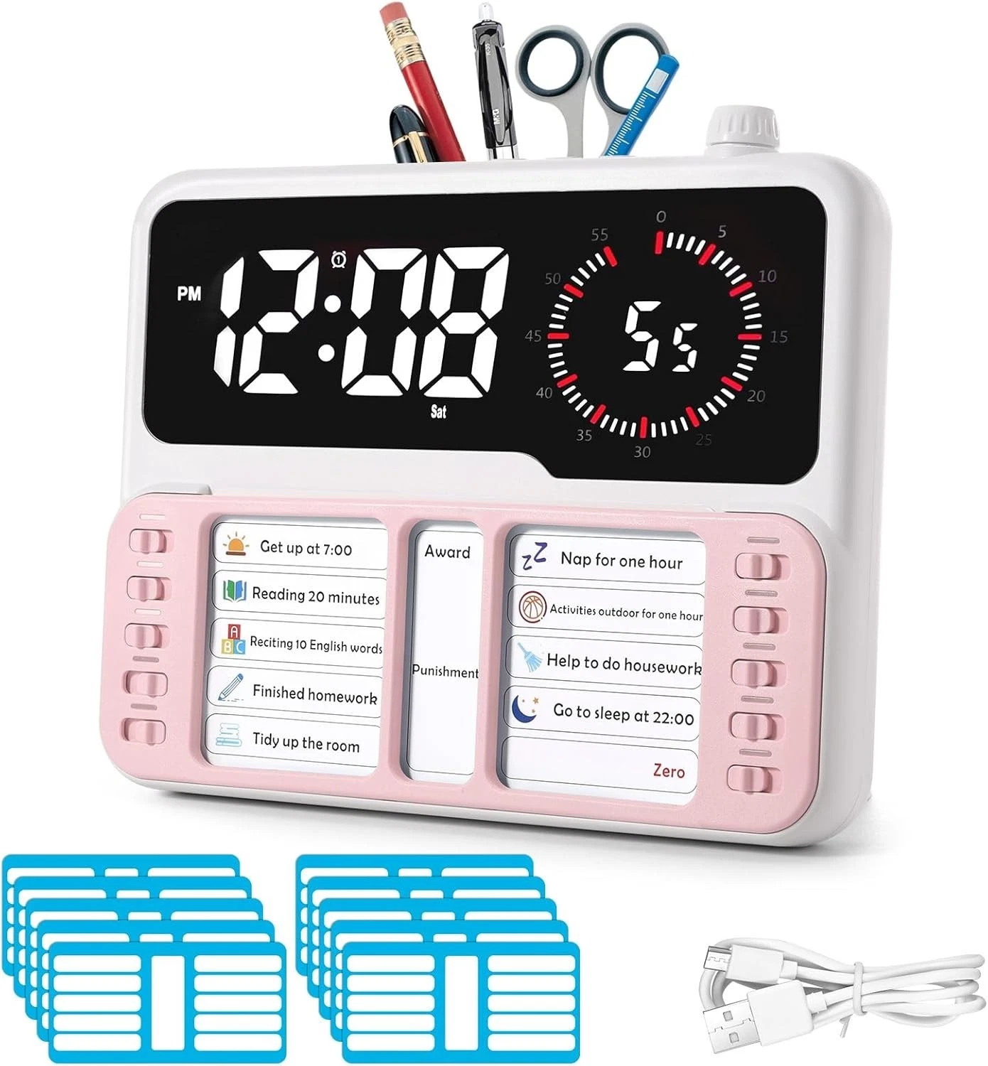 7-in-1 Visual Timer for Kids & Adults with Task Planner – Time Management - Pink
Opens in a new wind