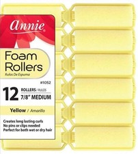 Annie Foam Hair Rollers 7/8 Inch Medium, 12 1 Count Pack of 12 , Yellow