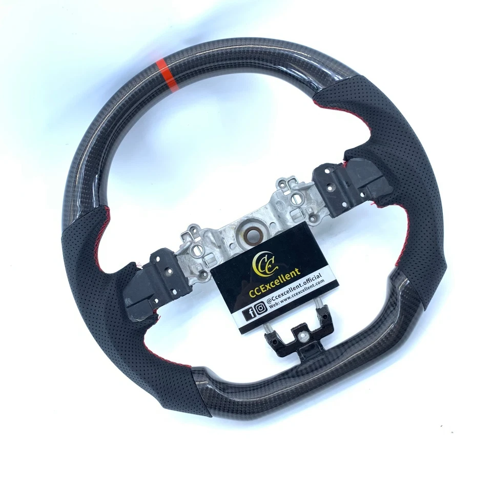 Volante de fibra de carbono real Legacy para Subaru WRX/STI 2015-2022/raya roja Foto 2 de 4