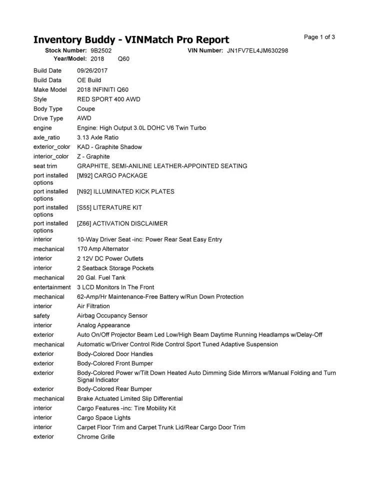 Maletero/portón trasero con vista envolvente se adapta a 17-20 Infiniti Q60 627914 Foto 3 de 4