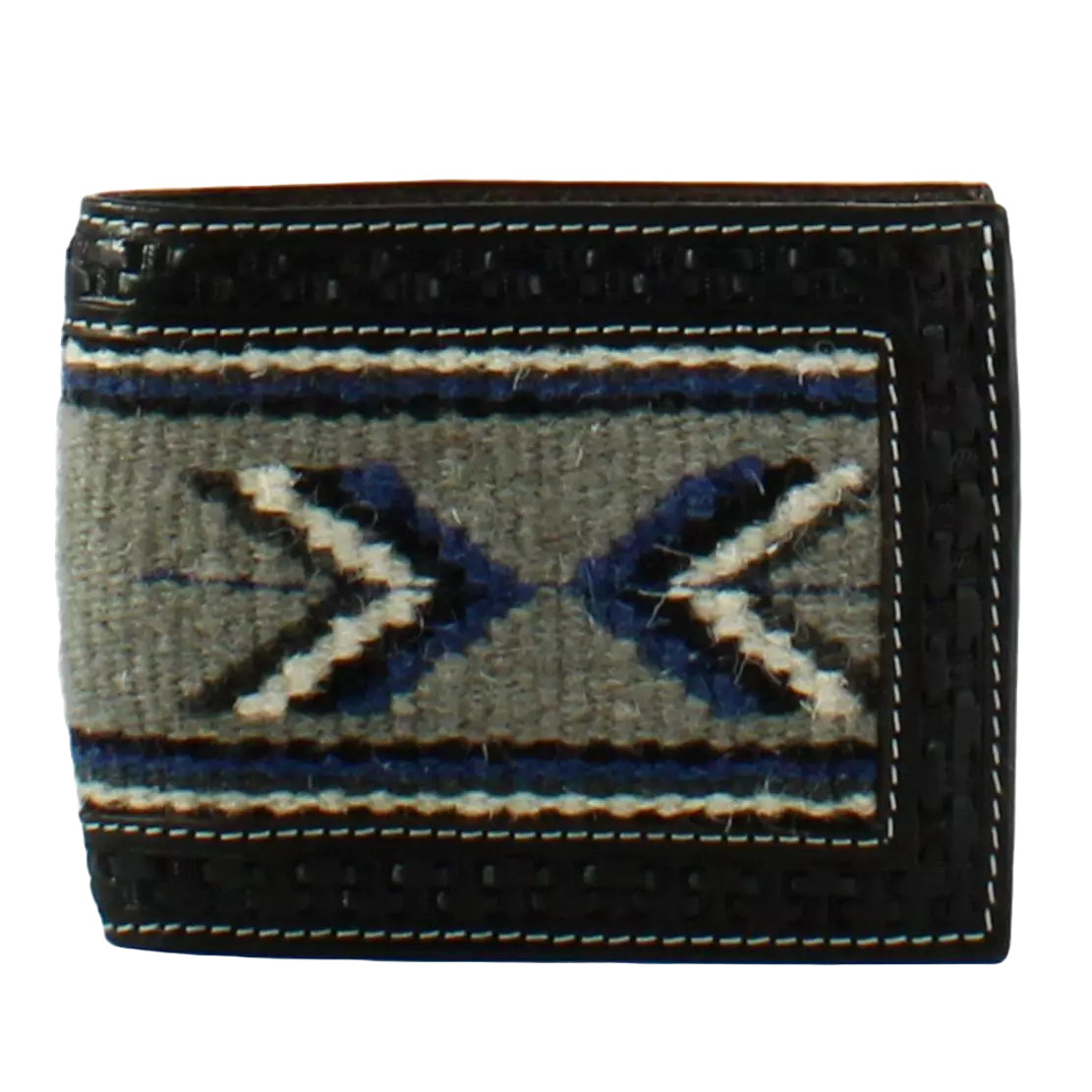 3D Belt Company Men's Tooled Black Wool Rug Bifold Wallet D2