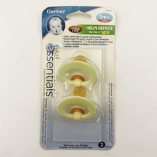 Gerber Latex First Essentials 2-pk Soft Center Pacifiers BPA Free 0m Green 2010