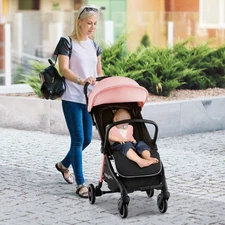 Practical Baby Stroller w/Lightweight Aluminum Frame & 2-Position Canopy