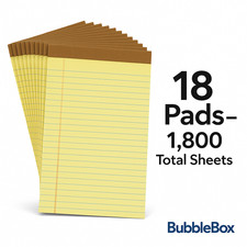 TOPS Legal Pads 8.5x11.75 Canary Legal Ruled 100 Sheet 18-Pack BubbleBox
