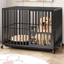 47/43/37 inch Heavy Duty Dog Crate Cage Strong Metal  Large Kennel Three Doors