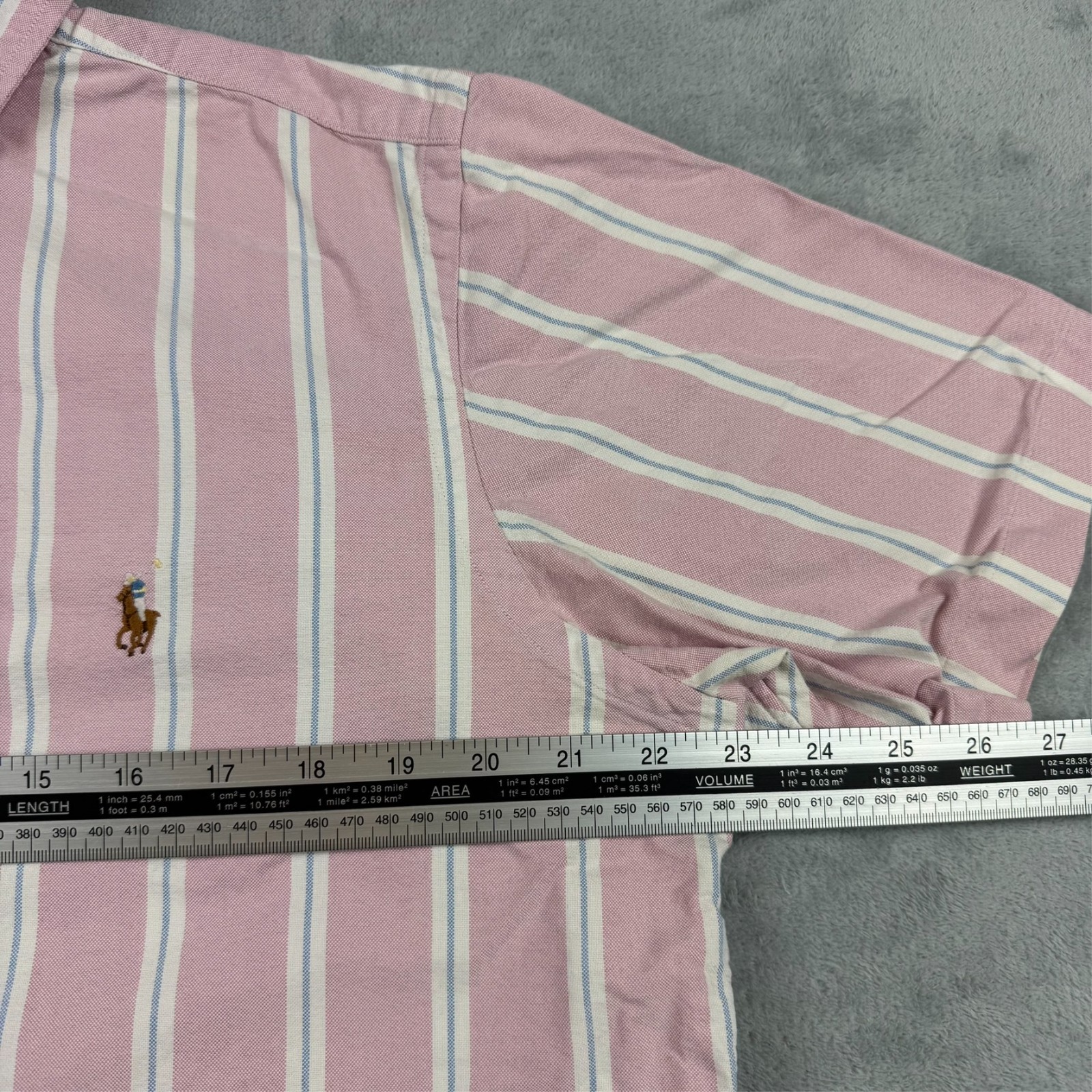 VTG Ralph Lauren 2000's Y2K Pink White Stripe Oversized Medium Button Up Shirt image 5