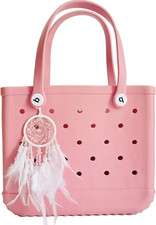 Boho Feather White Crystal Charms for Bogg Bag Accessories Rubber Beach Bag, Boh