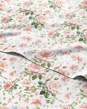 Floral Sheets - Pink Floral Rose Bed Sheet Set - 1 Flat, 1 Fitted 2 Pillowc...