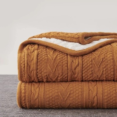 Longhui bedding Acrylic Cable Knit Sherpa Throw Blanket - Thick, So... Fast Ship