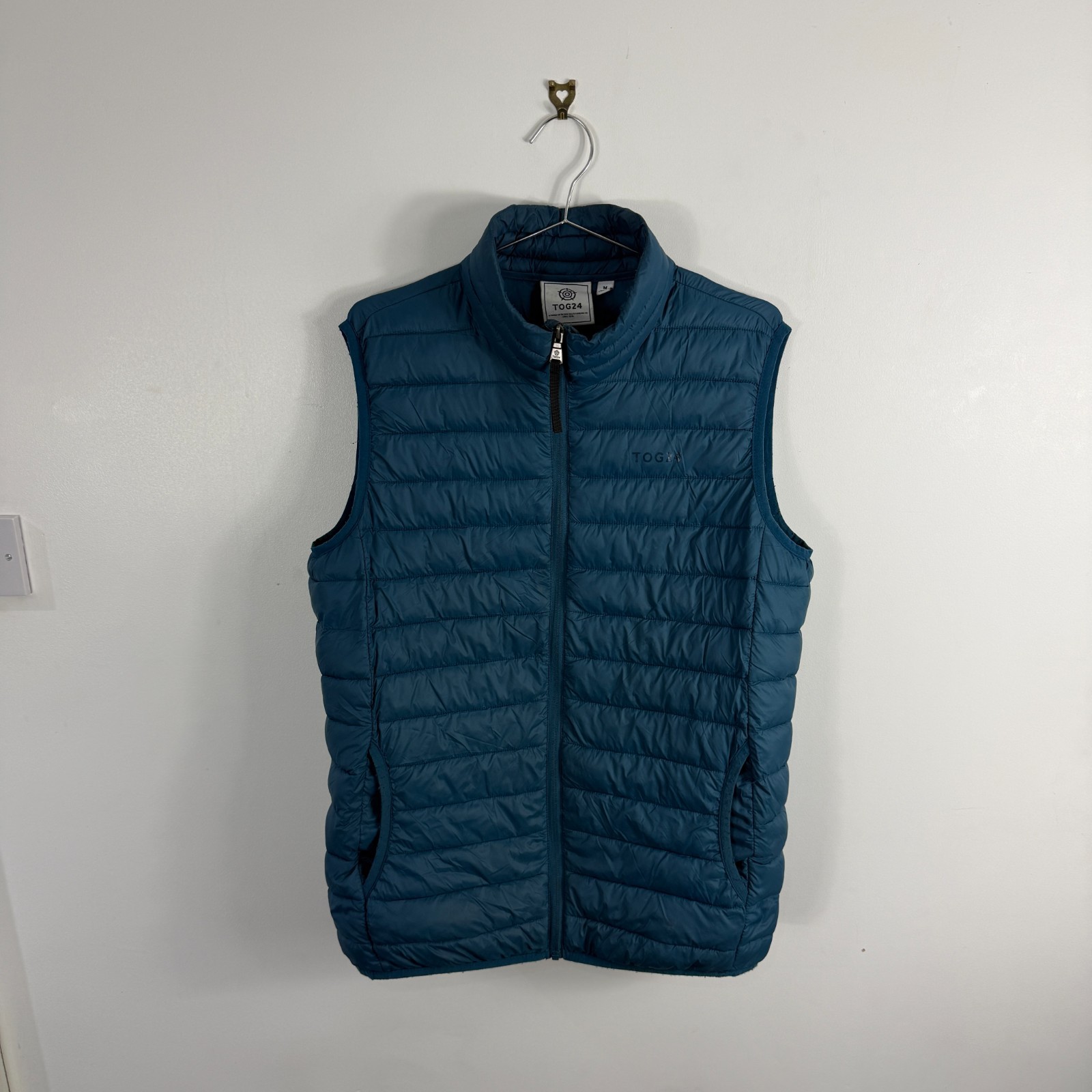 Vintage TOG24 Gibson Blue Quilted Size Medium Puffer Gilet Bodywarmer Vest