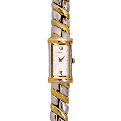 Seiko Rare Vintage Ladies Watch Curved Crystal White Dial Two-Tone Bracelet Seiko Ladies Watch Vintage Two Tone Bracelet Silver Dial  main image 3