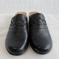 Earth Origins Black Leather Slip-On Mule Women's US 9 M 2" Heel