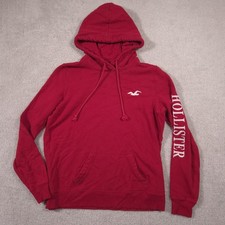 Hollister Hoodie Womens Large Red Fleece Pull...