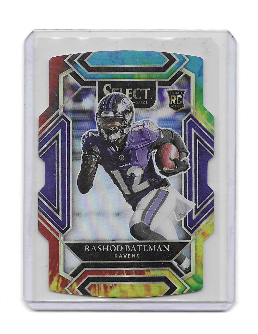 2021 Panini Select 255 RC Rashod Bateman Tie-Dye Die-Cut /25