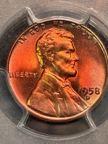 1958 D  LINCOLN  WHEAT CENT PENNY PCGS MS 66 UNC MS66RD PQ FOR THE GRADE!!!