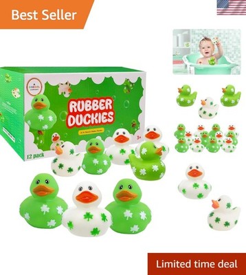 12 Shamrock Rubber Duckies: Perfect Bath Toys for Kids' Birthday Parties